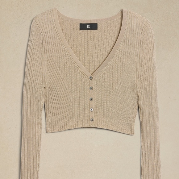 New! BANANA REPUBLIC Silky Cropped Cardigan, Black, Size XL - Picture 9 of 9